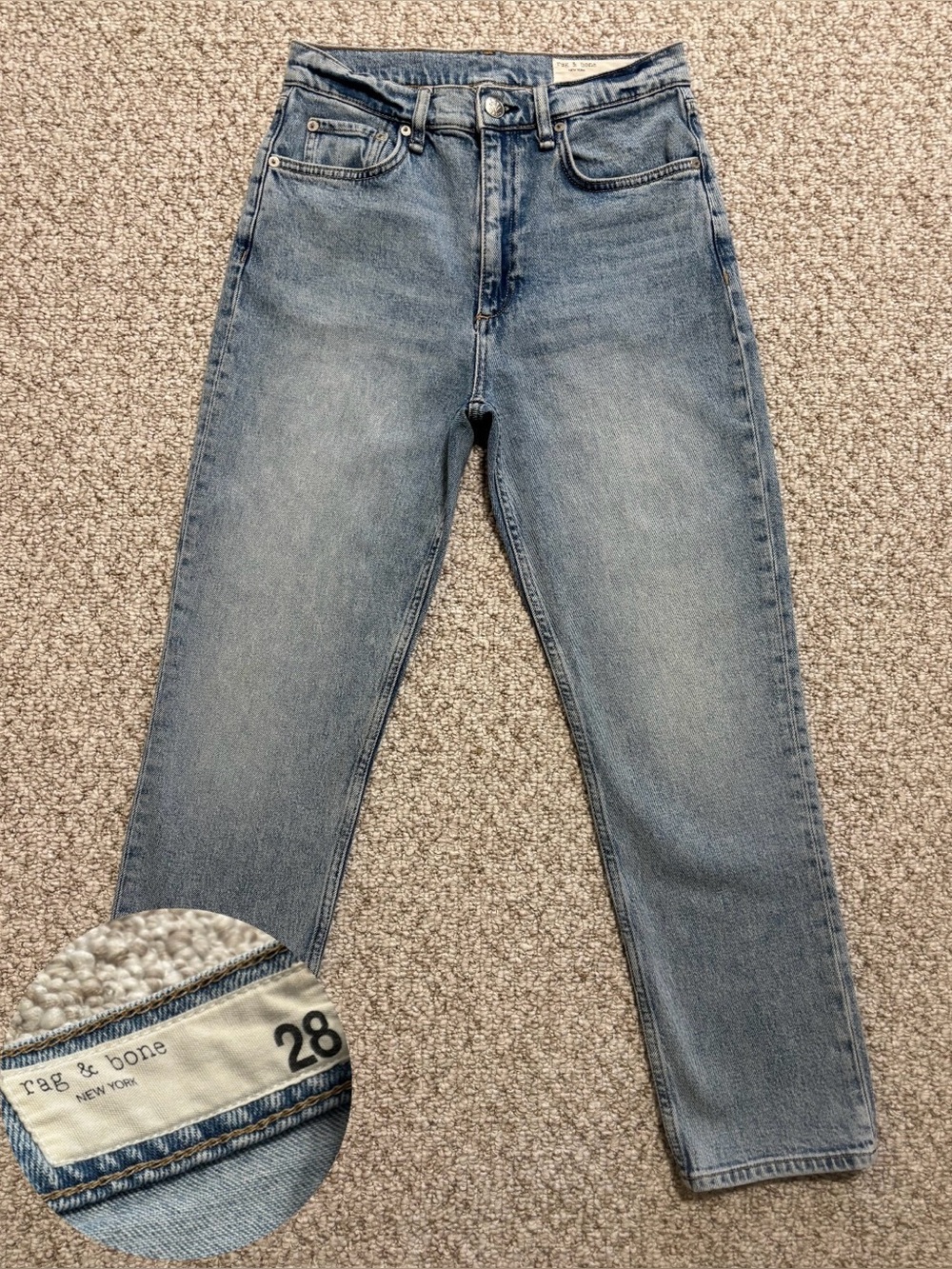 Rag & Bone Wren High-Rise Slim Straight Jeans Women’s 28 Light Wash